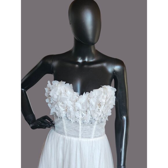 Ivory/Latte Floral Full Tulle Wedding Gown/Removeable Sleeves - Sincerity - Picture 4 of 16